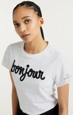Cinq à Sept Shrunken Fringe Bonjour Tee White/Black
