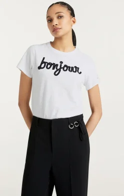 Cinq à Sept Shrunken Fringe Bonjour Tee White/Black