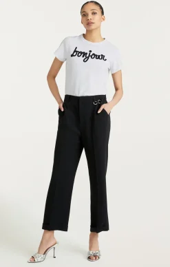 Cinq à Sept Shrunken Fringe Bonjour Tee White/Black