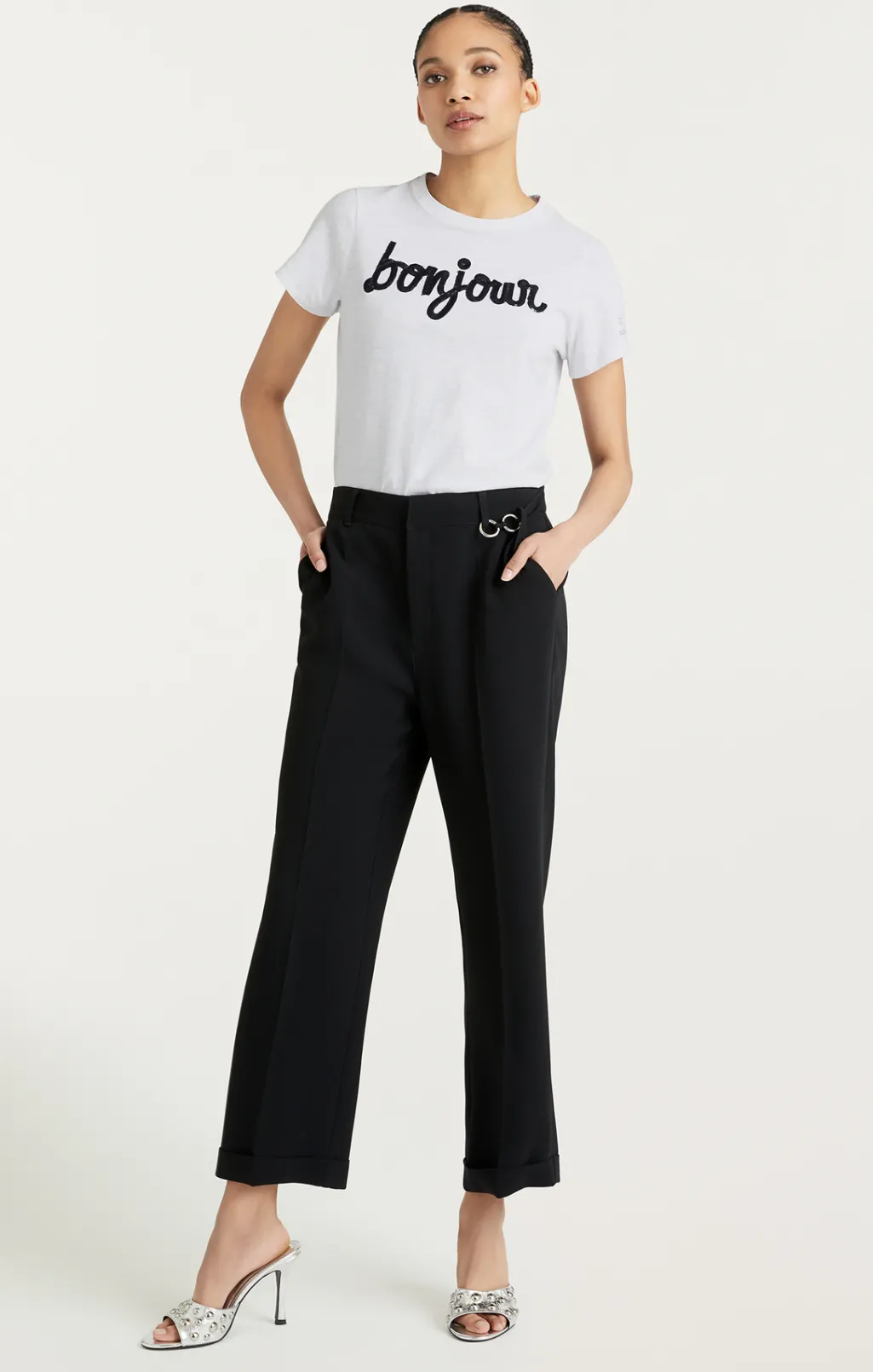 Cinq à Sept Shrunken Fringe Bonjour Tee White/Black