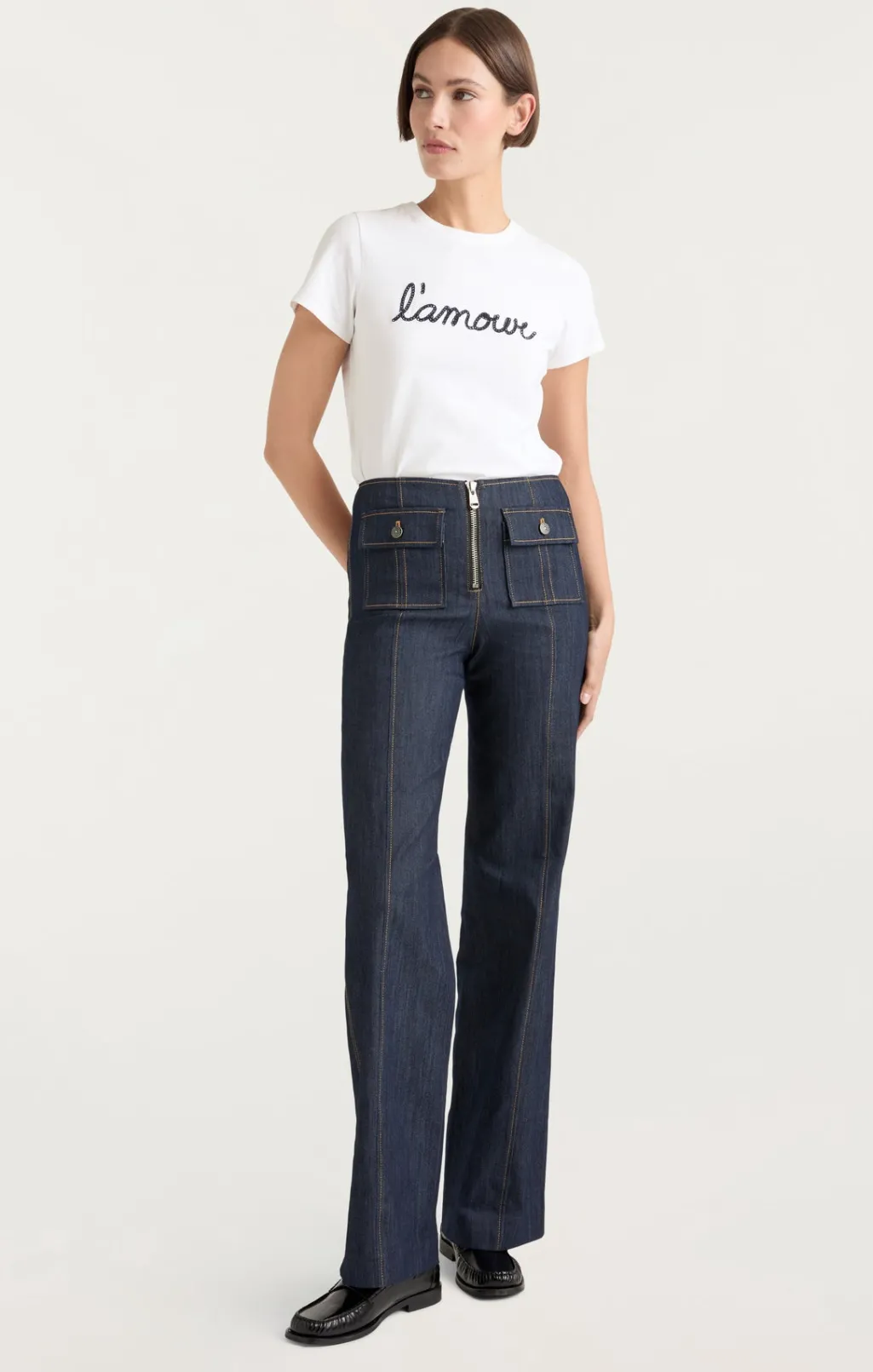 Cinq à Sept Shrunken L'amour Tee White/navy Clearance