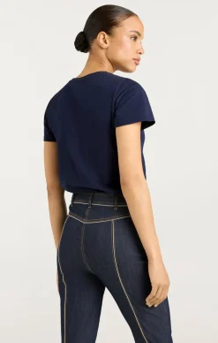 Cinq à Sept Silver Chain L'amour Shrunken Tee Navy/white