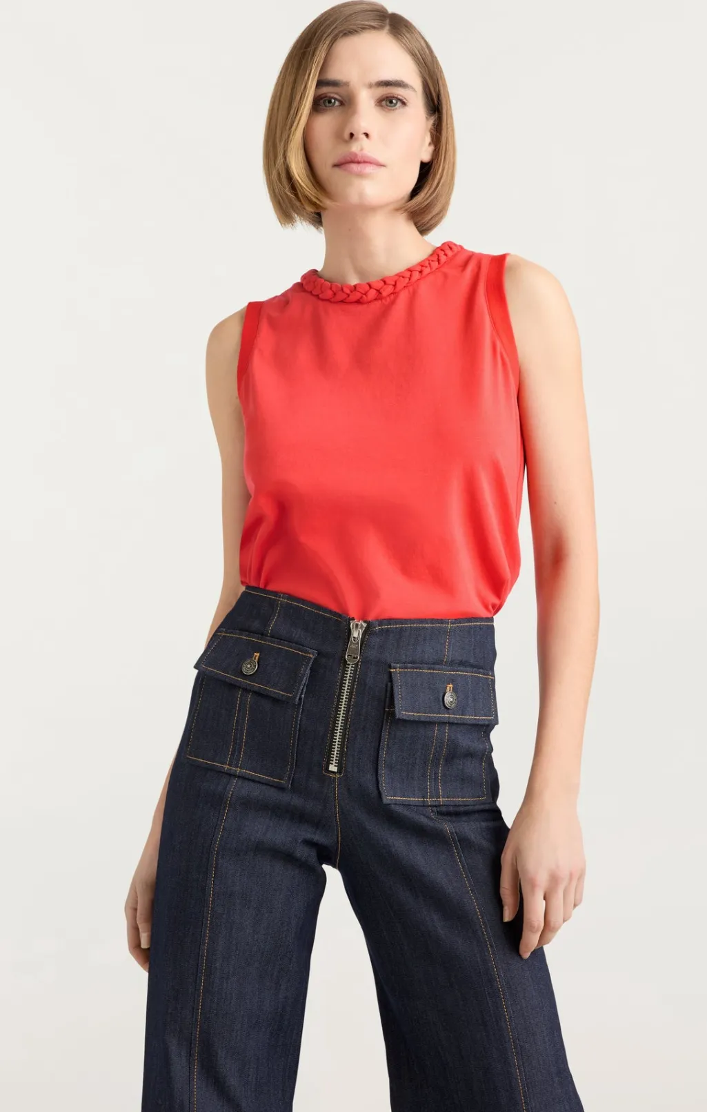 Cinq à Sept Sleeveless Braided Tee DeepTangelo Clearance