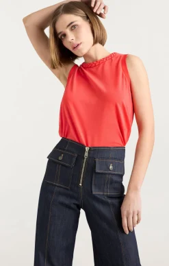 Cinq à Sept Sleeveless Braided Tee DeepTangelo Clearance
