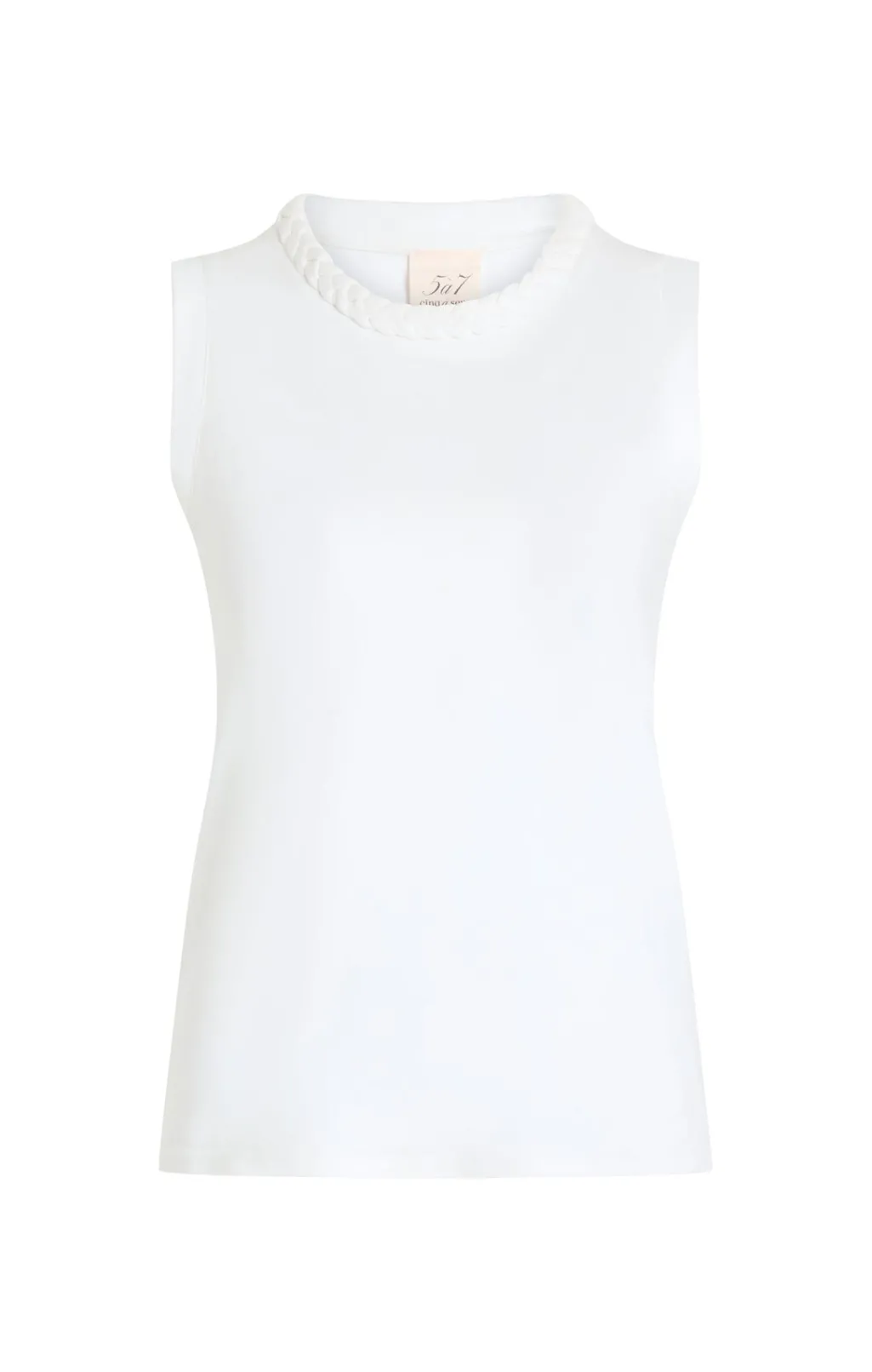 Cinq à Sept Sleeveless Braided Tee White New