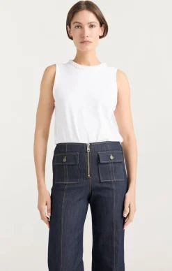 Cinq à Sept Sleeveless Braided Tee White New
