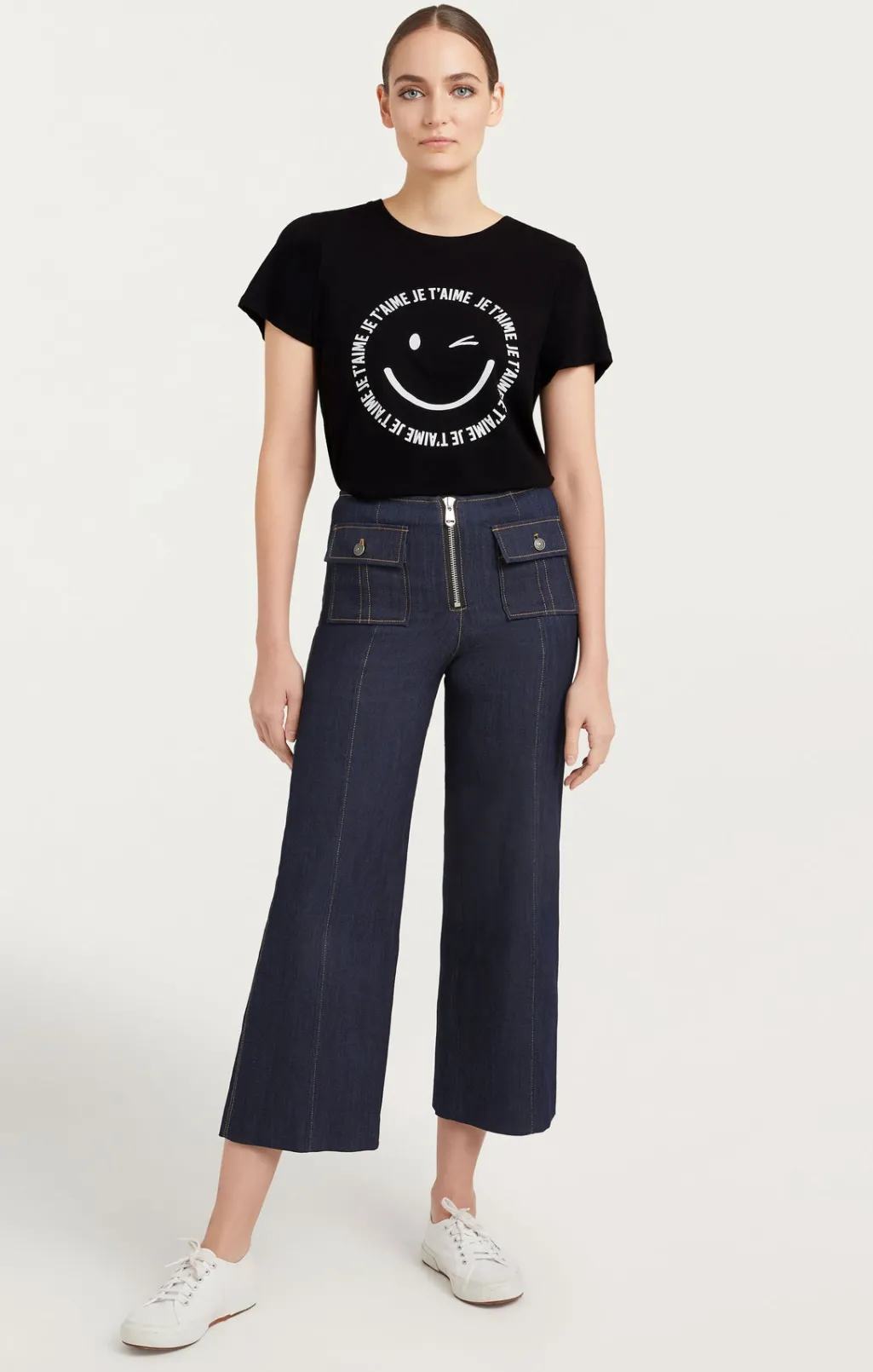 Cinq à Sept Smiley Je Taime Tee Black/white Online
