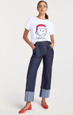 Cinq à Sept Smiley Joyeux Noel Tee White/Black Online