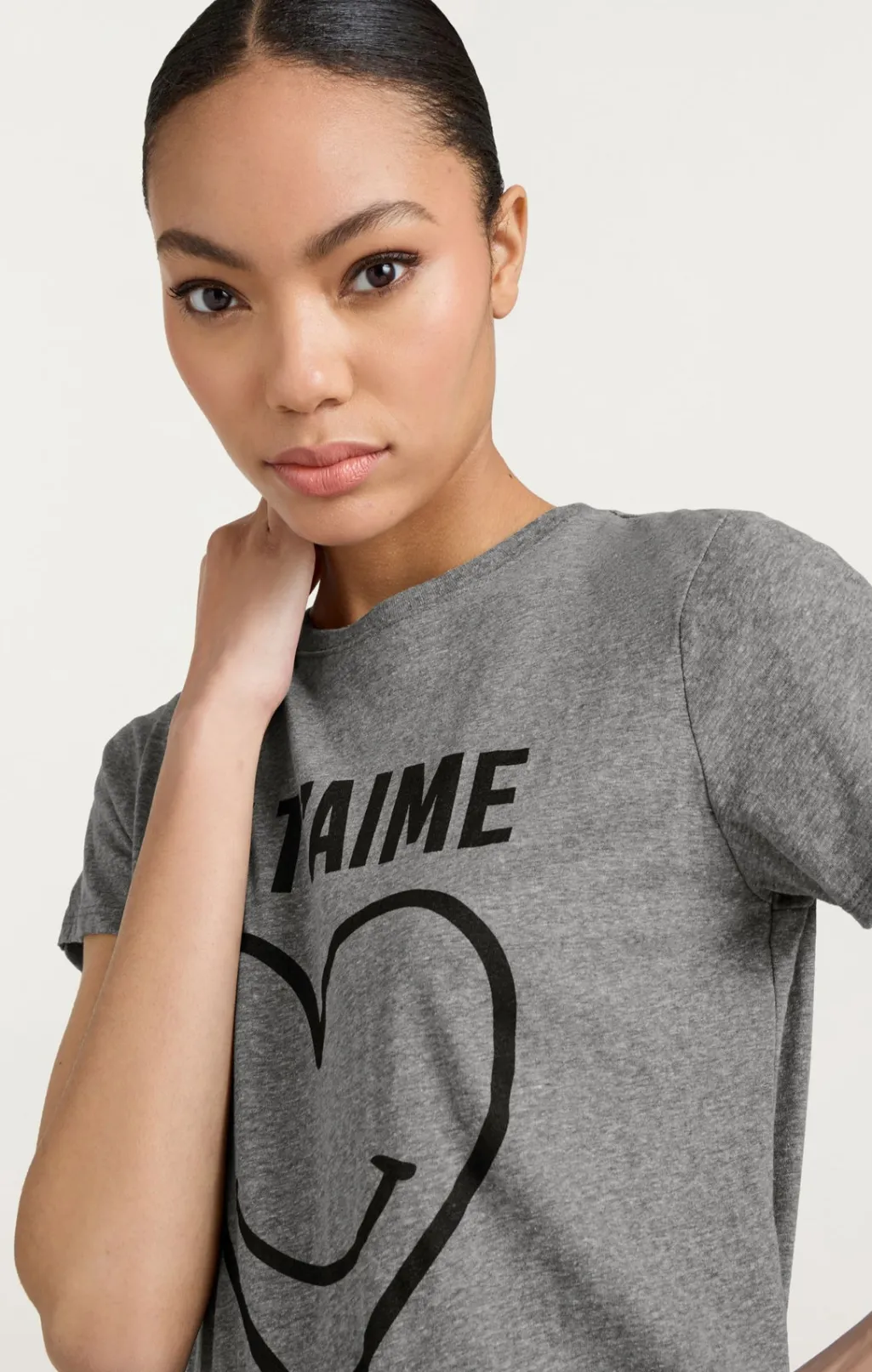 Cinq à Sept Smiling Heart Tee HeatherGrey/black Sale