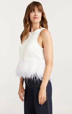 Cinq à Sept Smooth Satin Charisse Top Ivory Clearance