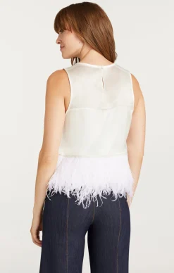 Cinq à Sept Smooth Satin Charisse Top Ivory Clearance