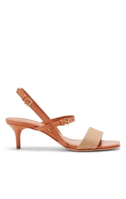 Cinq à Sept Sophie Denim Ankle Strap Sandal Sahara/Saddle New