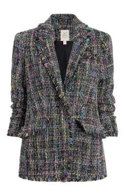 Cinq à Sept Spacedye Tweed Khloe Blazer BlackMulti New