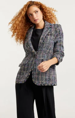 Cinq à Sept Spacedye Tweed Khloe Blazer BlackMulti New