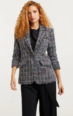 Cinq à Sept Spacedye Tweed Khloe Blazer BlackMulti New