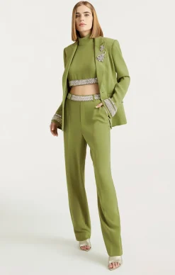 Cinq à Sept Stacked Jewelry Embellished Cheyenne Blazer Moss Hot