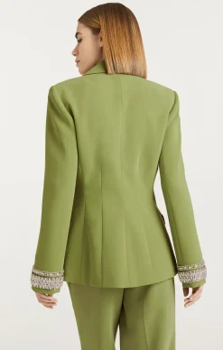 Cinq à Sept Stacked Jewelry Embellished Cheyenne Blazer Moss Hot
