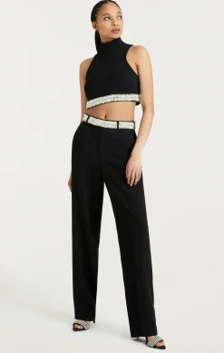 Cinq à Sept Stacked Jewelry Embellished Collins Pant Black Clearance