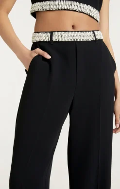 Cinq à Sept Stacked Jewelry Embellished Collins Pant Black Clearance