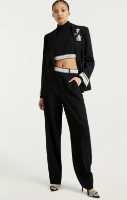 Cinq à Sept Stacked Jewelry Embellished Collins Pant Black Clearance