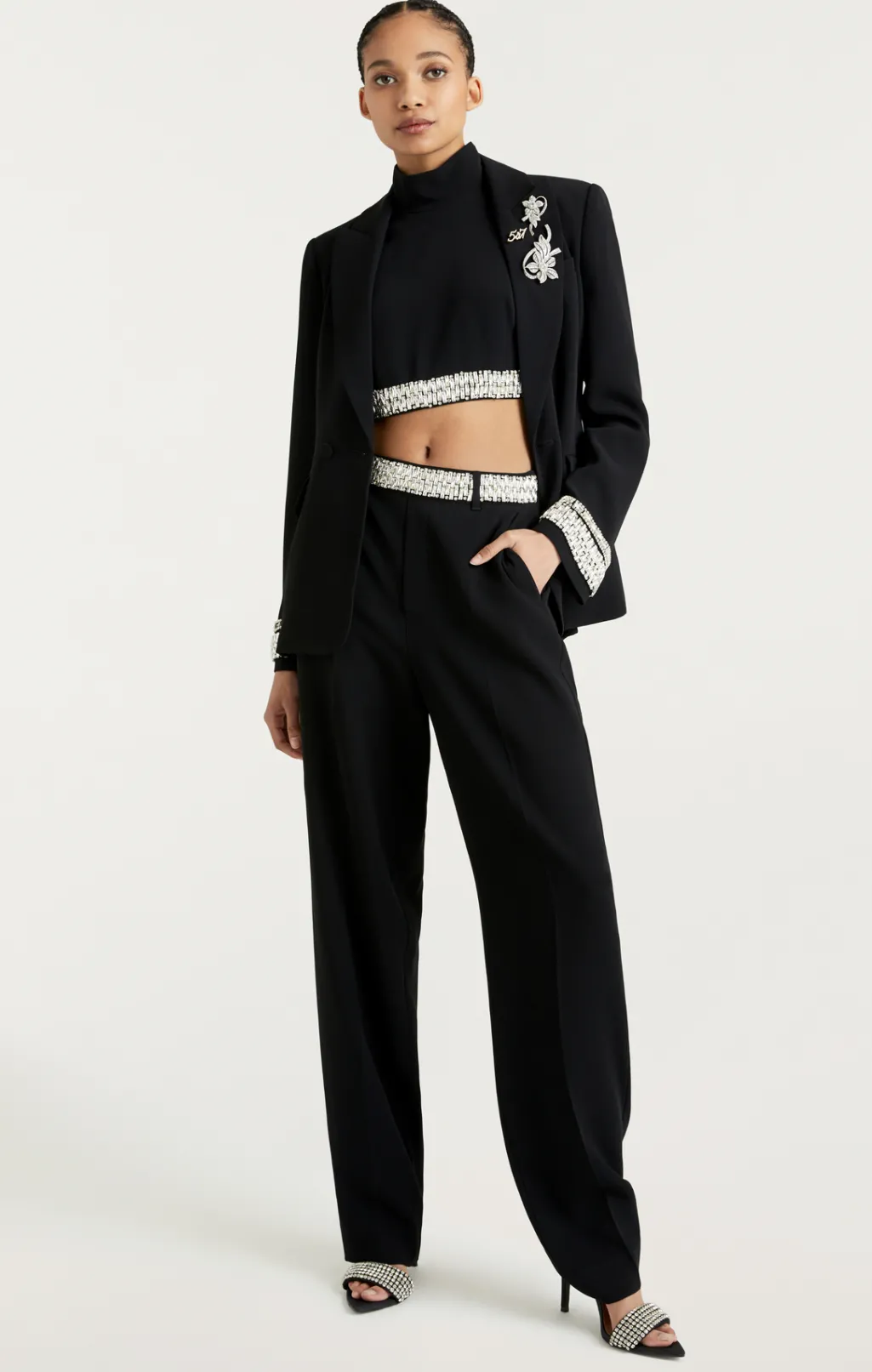 Cinq à Sept Stacked Jewelry Embellished Collins Pant Black Clearance