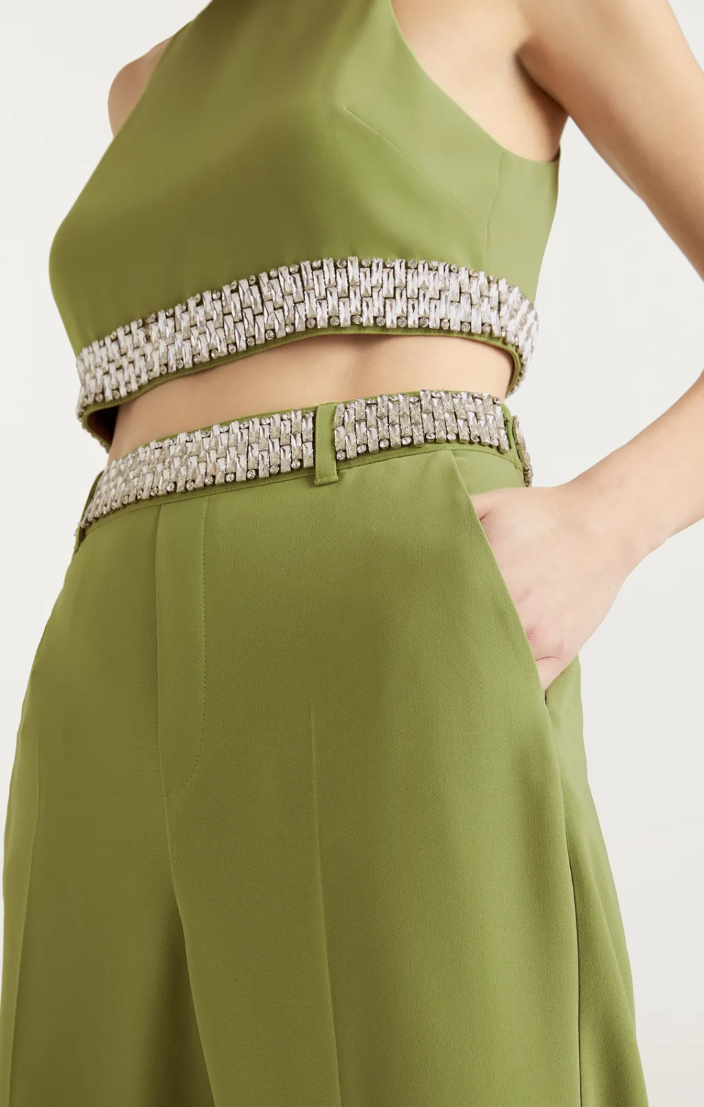 Cinq à Sept Stacked Jewelry Embellished Collins Pant Moss Online