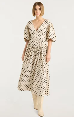 Cinq à Sept Stassie Dress PolkaDotGardenia/Black Outlet