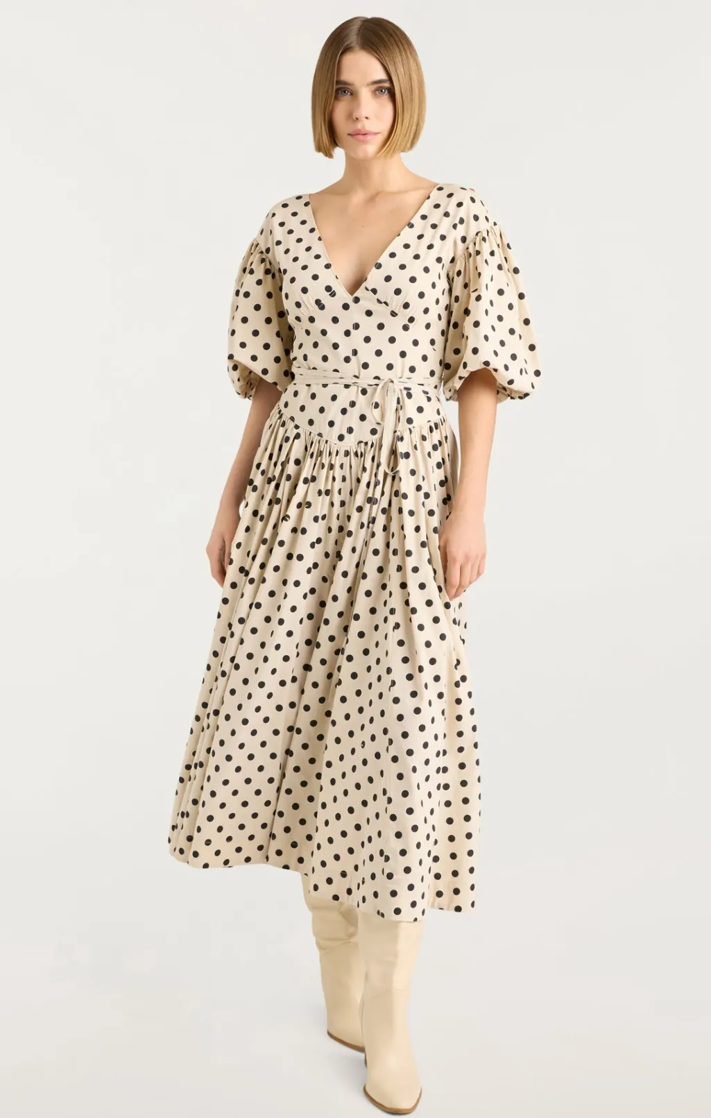 Cinq à Sept Stassie Dress PolkaDotGardenia/Black Outlet