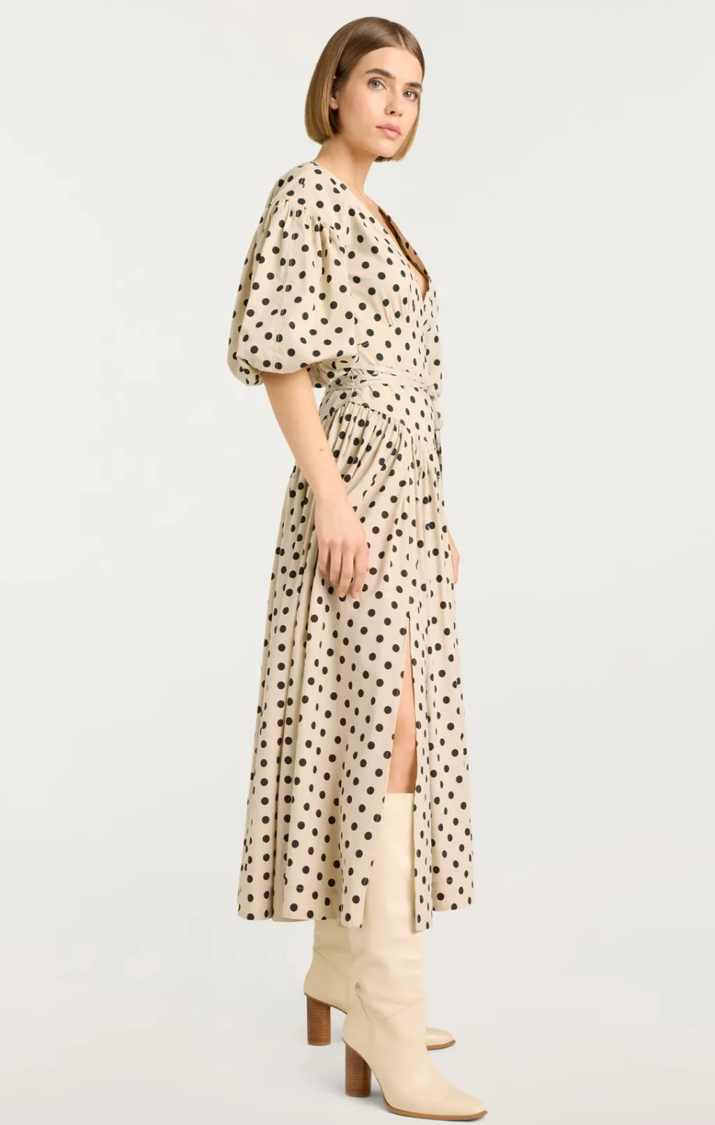 Cinq à Sept Stassie Dress PolkaDotGardenia/Black Outlet