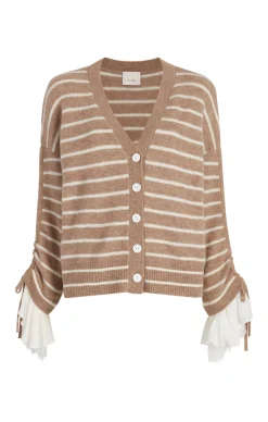 Cinq à Sept Striped Atlas Cardigan DarkOatmeal/Ivory Hot