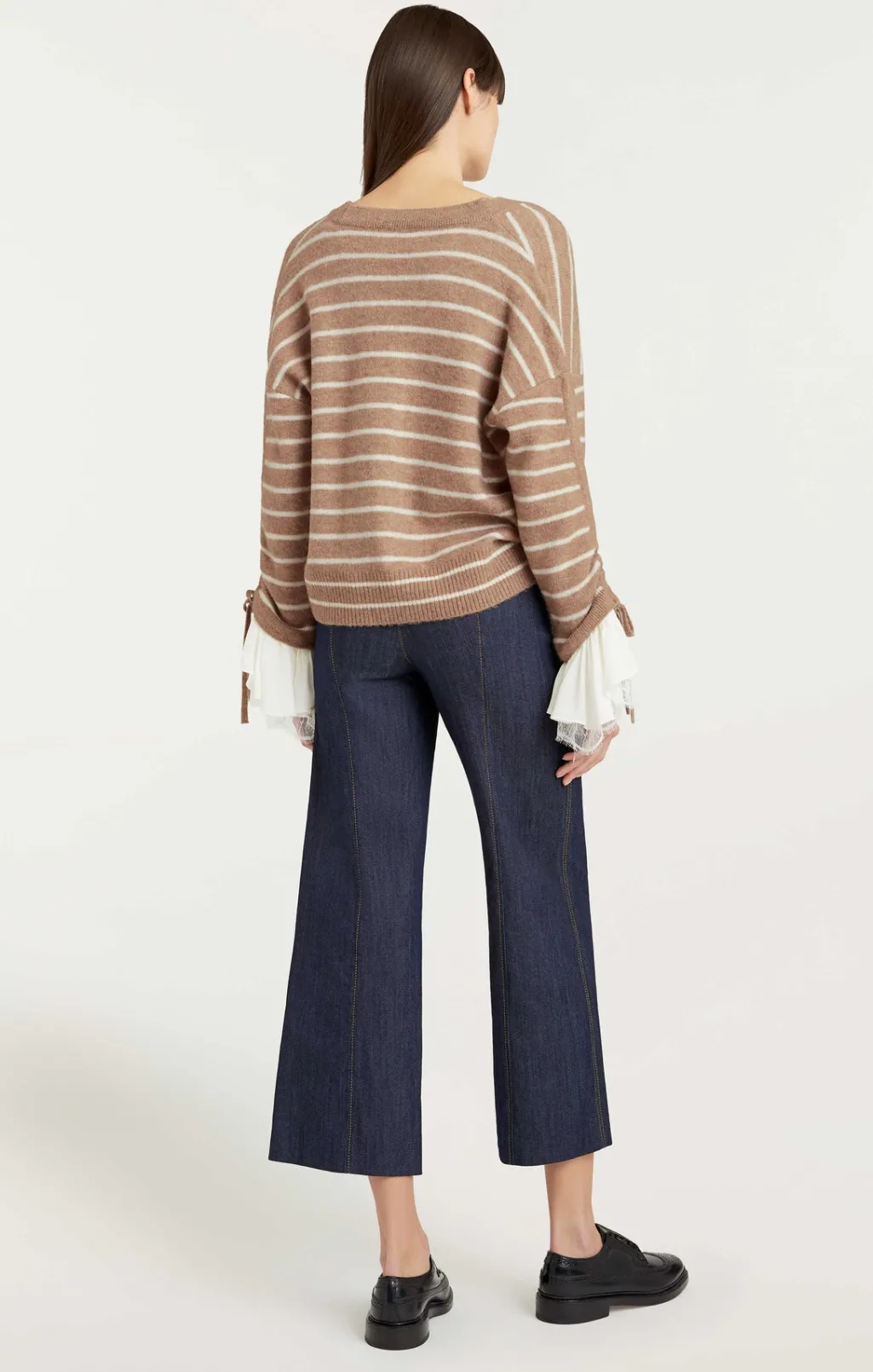 Cinq à Sept Striped Atlas Cardigan DarkOatmeal/Ivory Hot