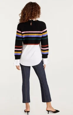 Cinq à Sept Striped Nelida Pullover BlackMulti Discount