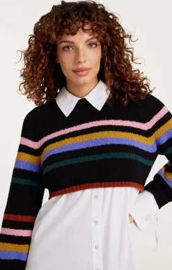 Cinq à Sept Striped Nelida Pullover BlackMulti Discount