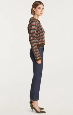 Cinq à Sept Striped Romina Cardigan DarkOliveMulti Clearance