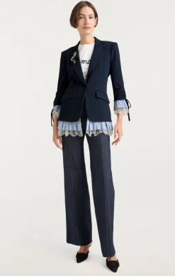 Cinq à Sept Striped Roxie Blazer Navy/blue Clearance