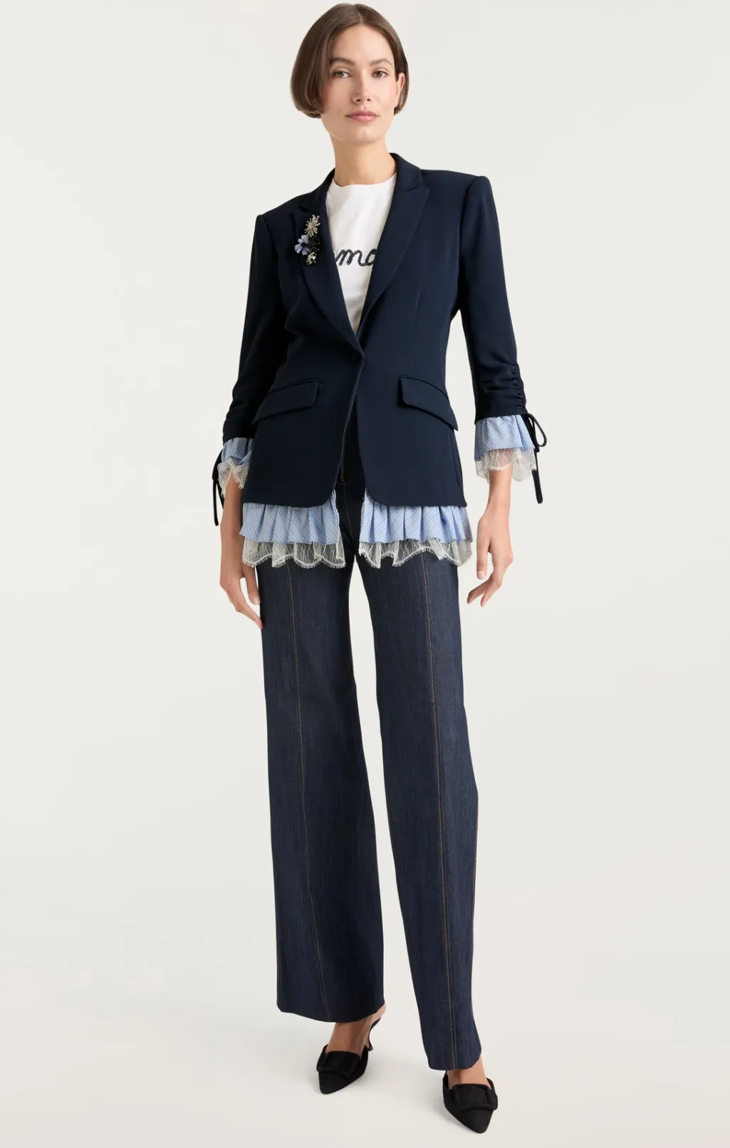 Cinq à Sept Striped Roxie Blazer Navy/blue Clearance