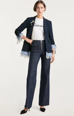 Cinq à Sept Striped Roxie Blazer Navy/blue Clearance