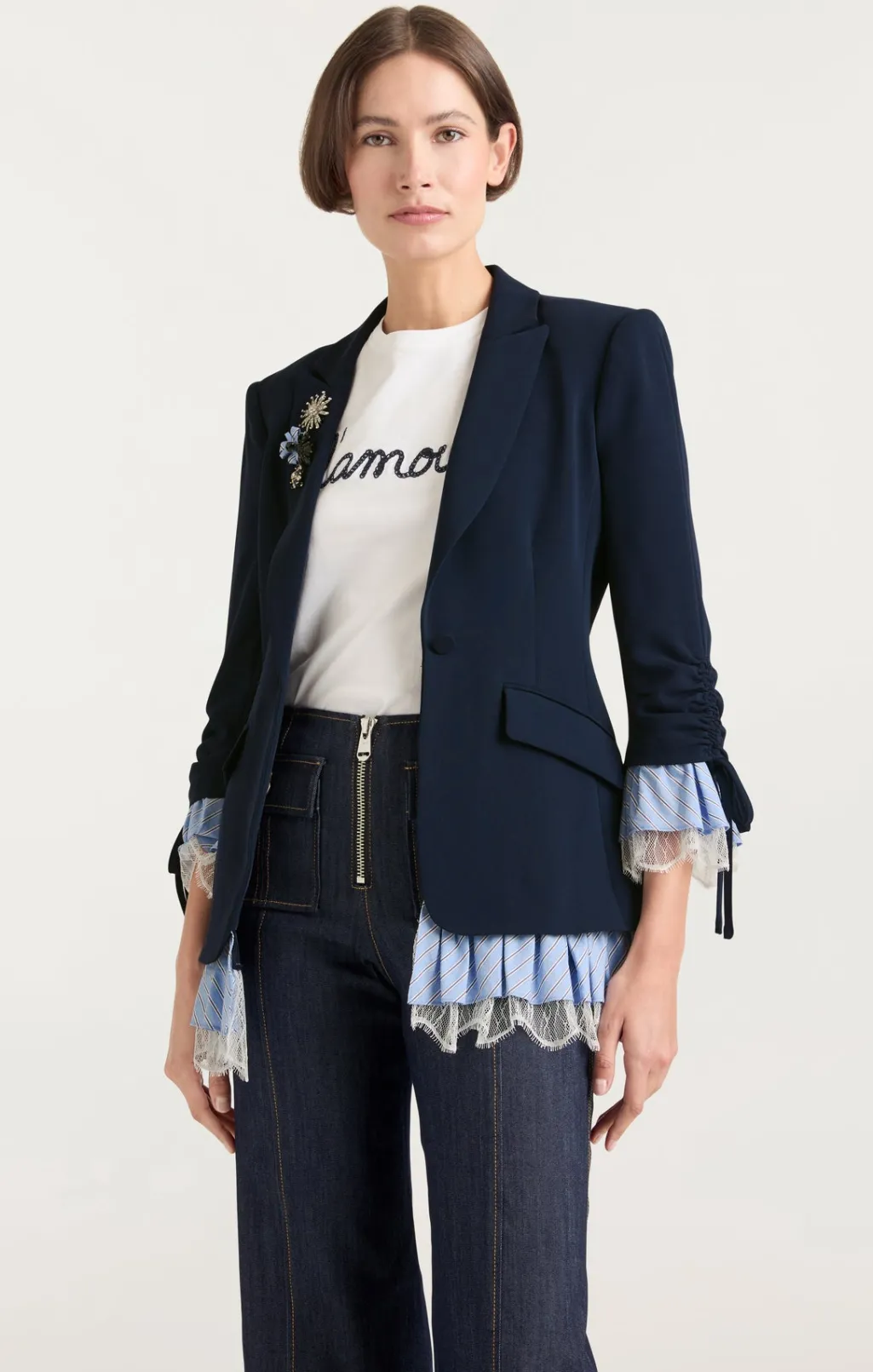 Cinq à Sept Striped Roxie Blazer Navy/blue Clearance
