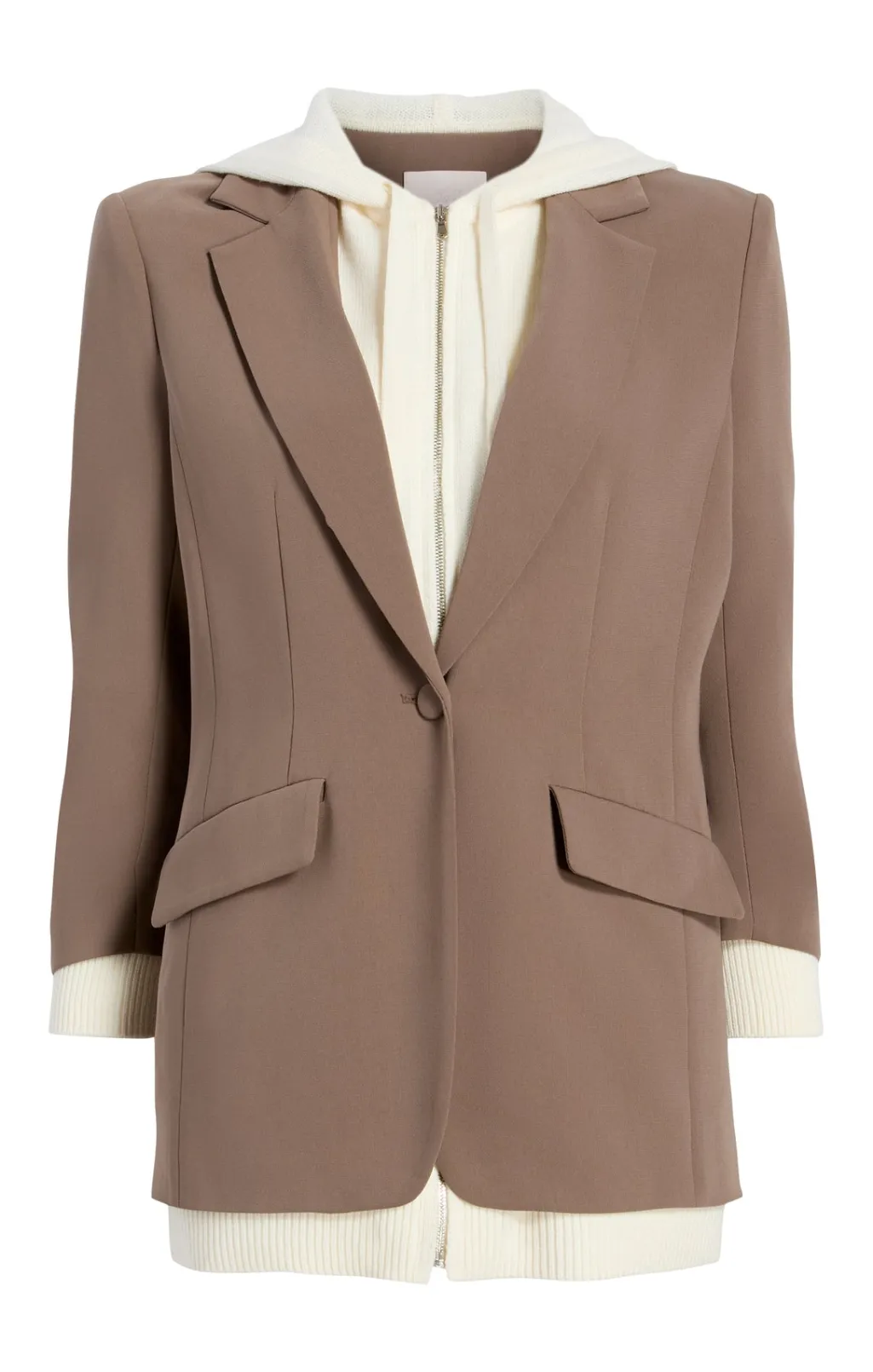 Cinq à Sept Sweater Knit Khloe Blazer Taupe/Ivory