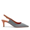 Cinq à Sept Sylvie Denim Slingback Pump LightIndigo/Saddle New