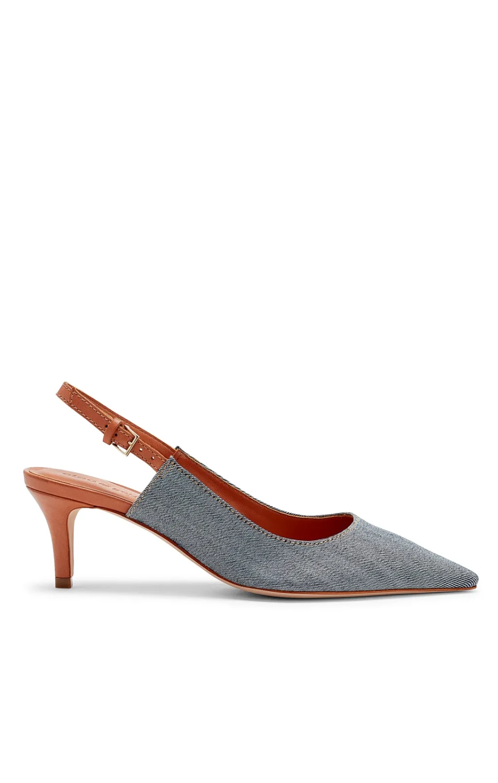 Cinq à Sept Sylvie Denim Slingback Pump LightIndigo/Saddle New