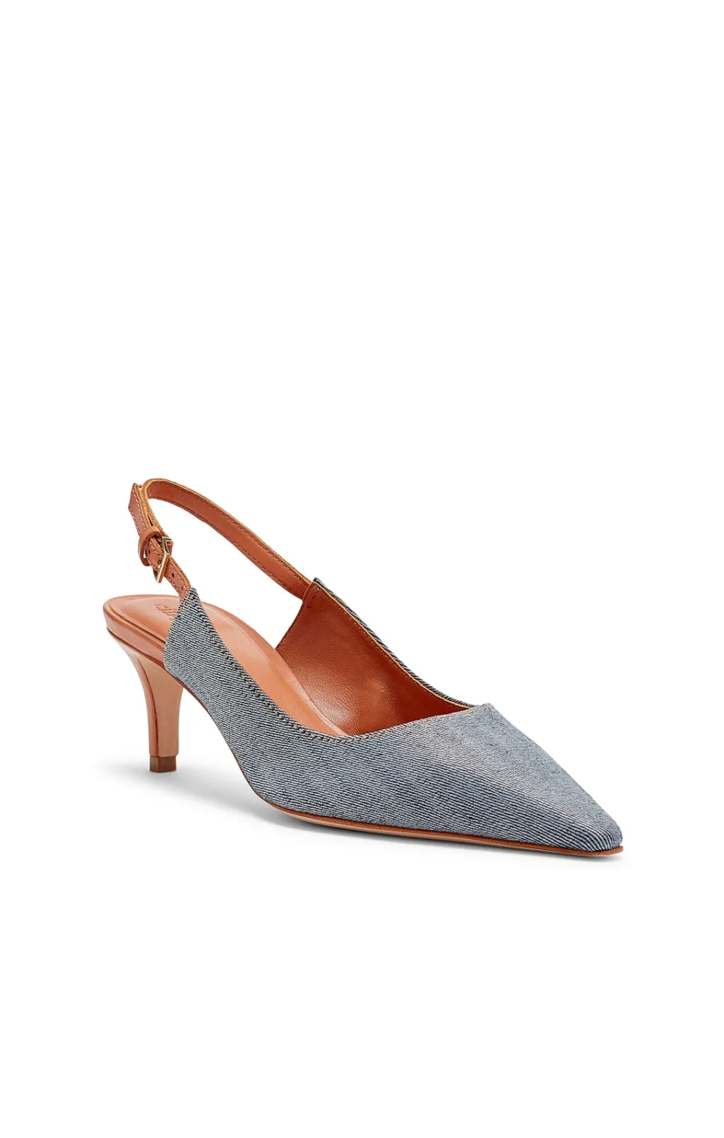 Cinq à Sept Sylvie Denim Slingback Pump LightIndigo/Saddle New