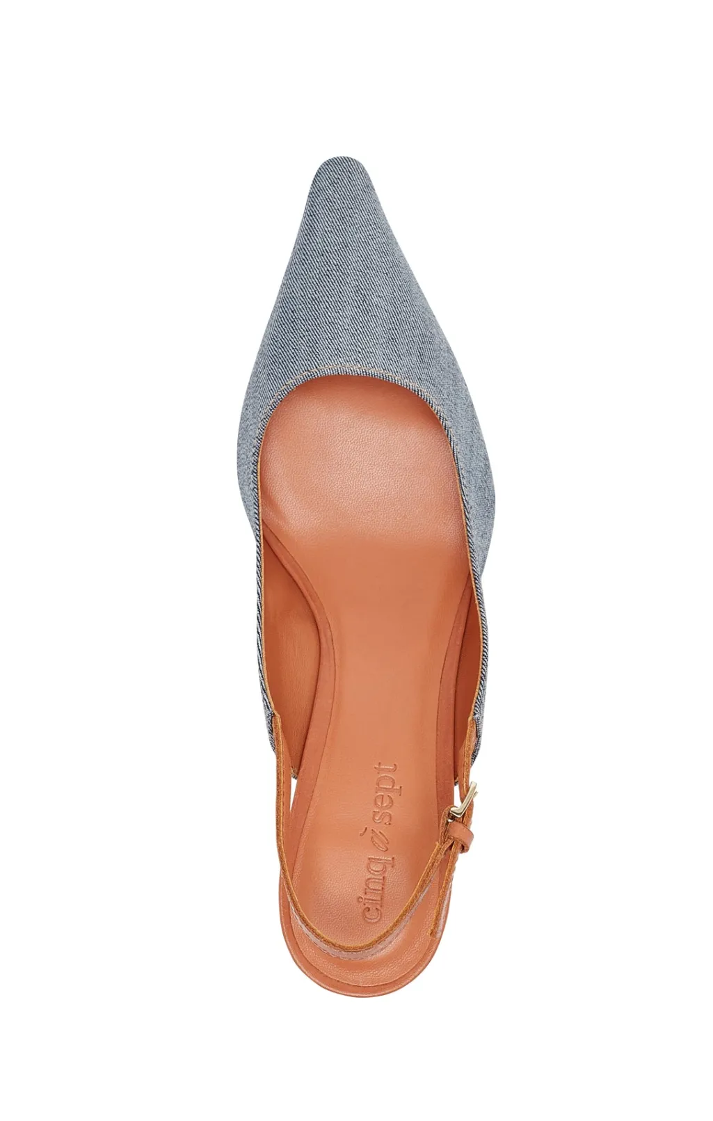 Cinq à Sept Sylvie Denim Slingback Pump LightIndigo/Saddle New