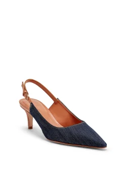 Cinq à Sept Sylvie Denim Slingback Pump Indigo/Saddle Sale
