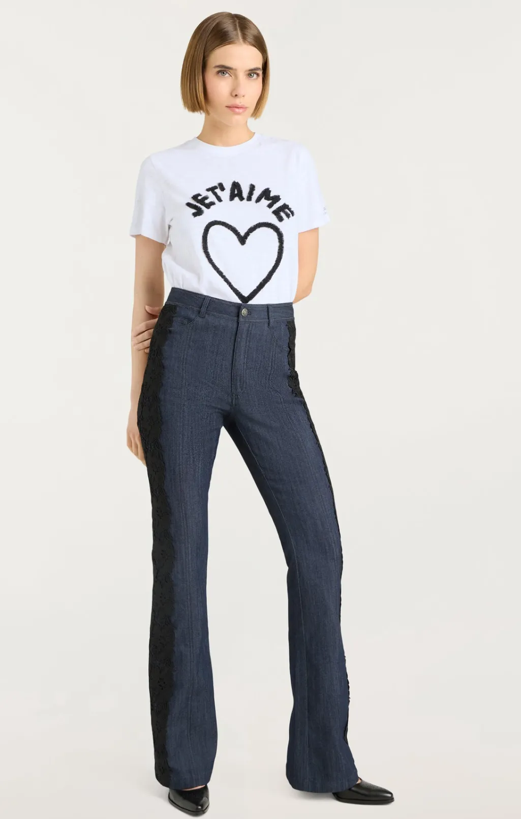 Cinq à Sept Textured Je T'aime Tee White/Black Discount