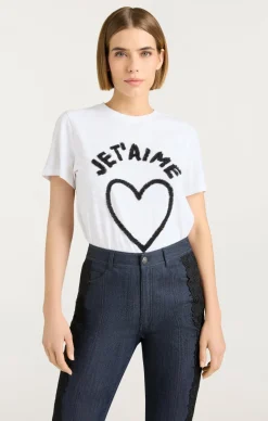 Cinq à Sept Textured Je T'aime Tee White/Black Discount