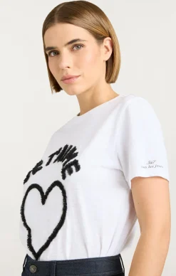 Cinq à Sept Textured Je T'aime Tee White/Black Discount