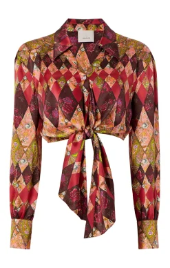 Cinq à Sept Thea Patchwork Christianna Top PaleRoseMulti Outlet