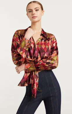Cinq à Sept Thea Patchwork Christianna Top PaleRoseMulti Outlet