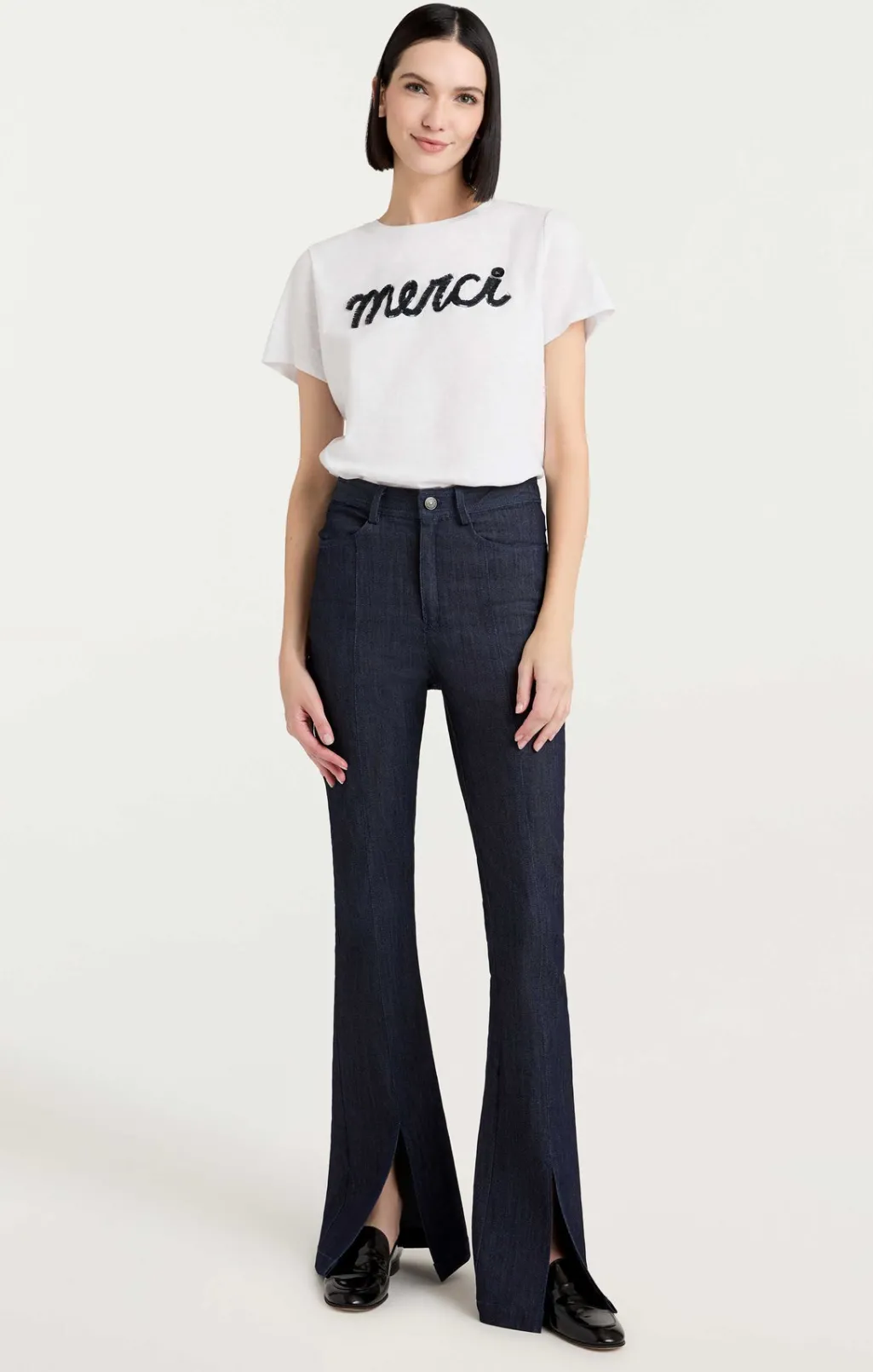 Cinq à Sept Threaded Merci Tee WhiteMulti Online